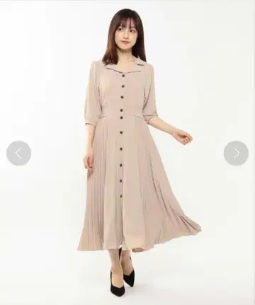 MISOCH MASCH 사이드 플리츠 원피스 베이지 관혼상제 맞선