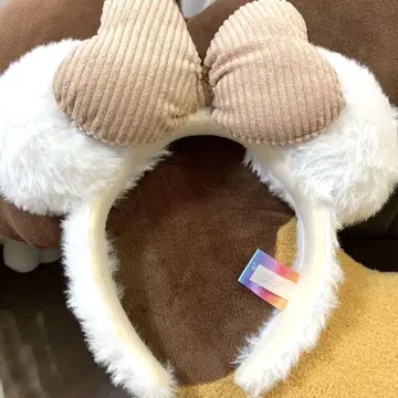 디즈니 미니 머리띠 겨울 한정판 퍼 리본 성 자수 화이트