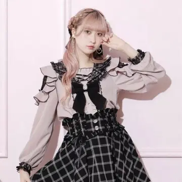 노에미 NOEMIE 트렌치 세일러 오픈 숄더 블라우스 핑크