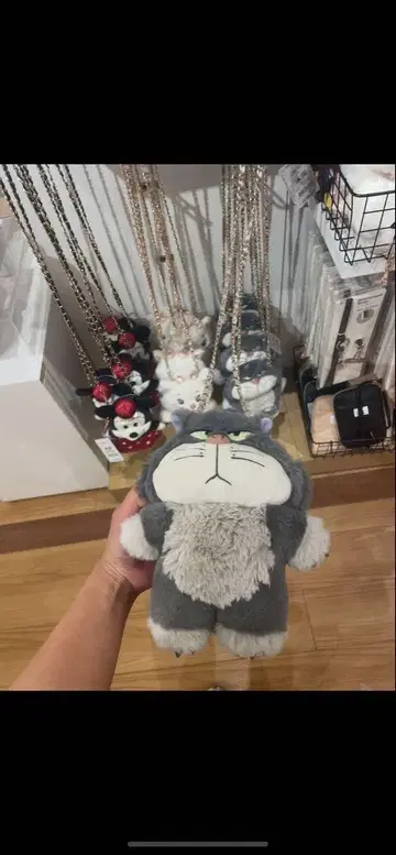 디즈니 신데렐라 루시퍼 고양이 봉제 인형 스트랩 그레이