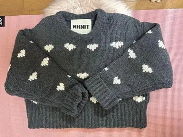 NKNIT 두꺼운 하트 니트 그레이