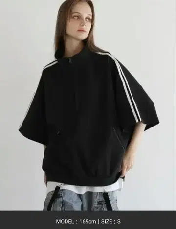 LILL 2장 세트 루즈 실루엣 코튼 분또 드레이프 트랙 반팔 풀오버