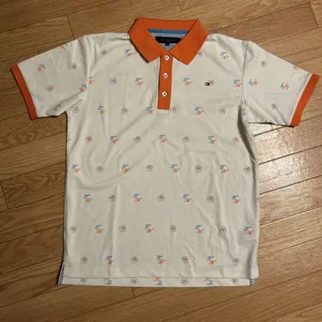 TOMMY HILFIGER 피케 셔츠 M 화이트/오렌지