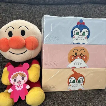 호빵맨 봉제 인형 코 셀럽 티슈 3개 세트