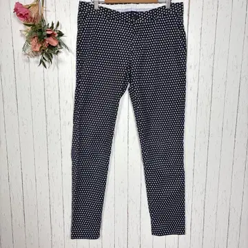 자라만 블랙 택 올 패턴 팬츠 [M] EUR30 네이비 도트 무늬 슬림