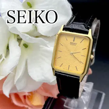 작동 SEIKO 세이코 골드 스퀘어 손목시계 새 벨트 H44
