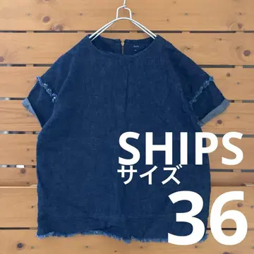 쉽스 SHIPS 반팔 티셔츠 36 다크 블루 프린지