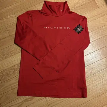 HILFIGER 빨간색 하이넥 긴팔 셔츠