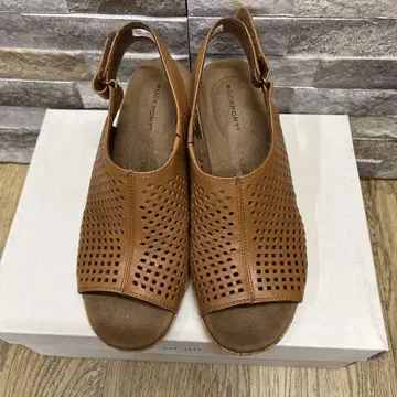 ROCKPORT 브라운 가죽 웨지 샌들