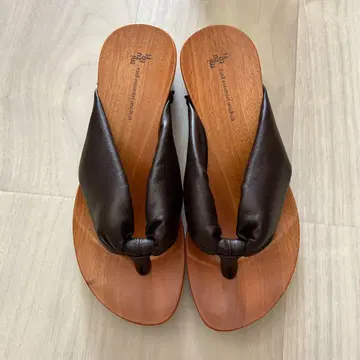 mizutori 물새 다크 브라운 가죽 일본 나막신 스타일 샌들