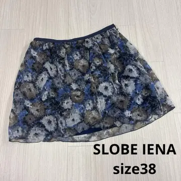 SLOBE IENA 블루 계열 꽃무늬 플레어 스커트 시어 플라워 38