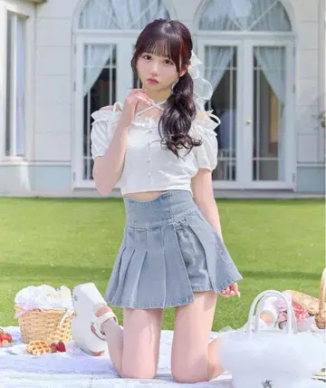 미셸 마카롱 슬림 레그 데님 치마바지 F 사이즈