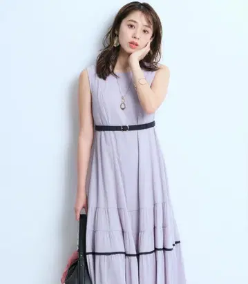 JUSGLITTY 유락초 마루이 한정 배색 티어드 플레어 원피스 S