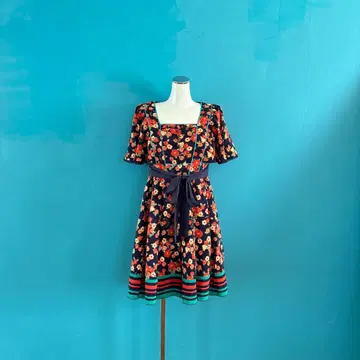 1156 ANNA SUI 안나수이 꽃무늬 프릴 소매 원피스 멀티 컬러