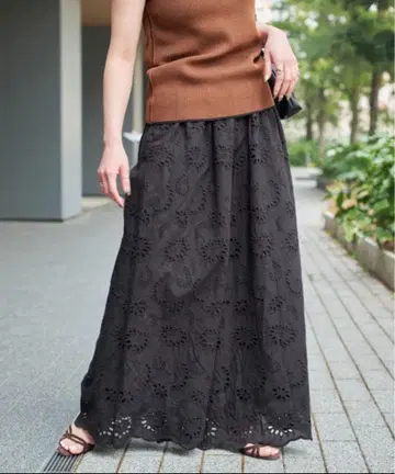 B.C STOCK 아일렛 레이어드 이지 와이드 팬츠 BLACK