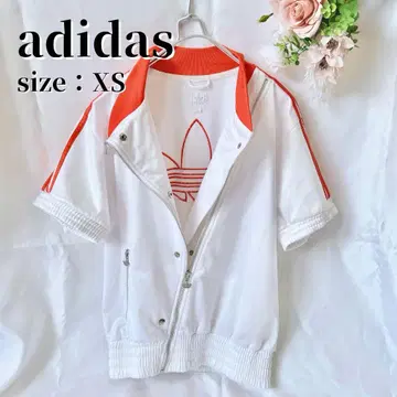 adidas 여성용 라이더 스타일 트랙 자켓 반팔 빨간색 화이트