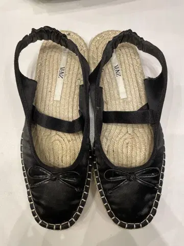 ZARA 리본 탑 스티치 에스파드리유 샌들 37