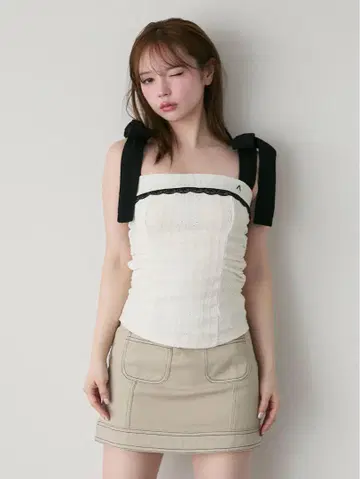 andmary Samantha 리본 tops