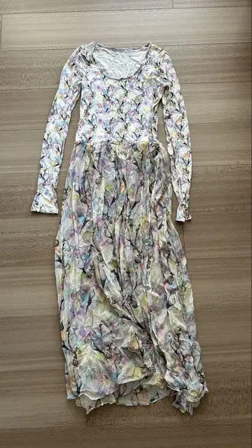 램프 하라주쿠에서 구매. 새 프린트 긴팔 롱 원피스
