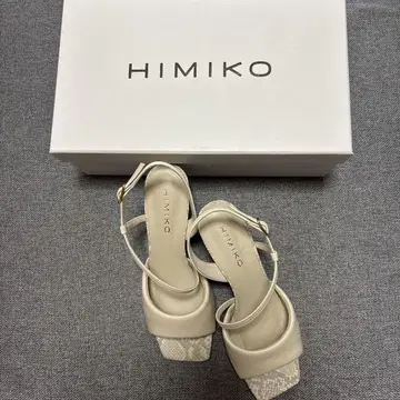 HIMIKO 패딩 가죽 힐 샌들 아이보리 22.5cm