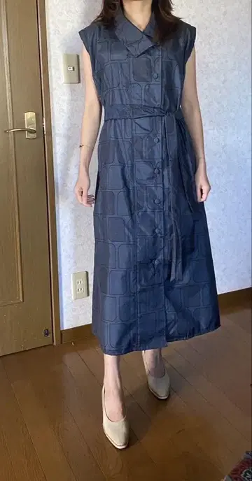 기모노 리메이크 원피스 오시마 명주 순수 실크 모델 158cm 45kg
