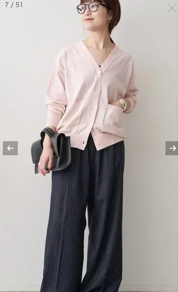 Spick & Span 핑크 코튼 하이 게이지 가디건