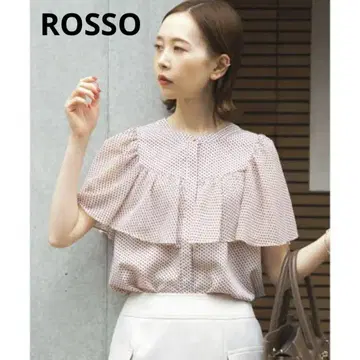새상품급 ROSSO 지오메트릭 프릴 블라우스