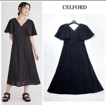 CELFORD 셀포드 코튼 자수 원피스 블랙 36