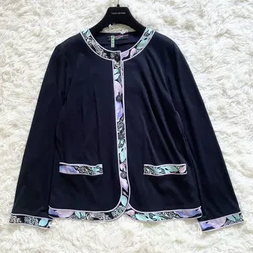 컨디션 최상 빅 사이즈 XL 캉캉 레오나르 가디건 트림 다크 네이비