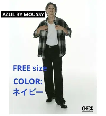 AZUL BY MOUSSY 시어 체크 셔츠 (FREE) 네이비