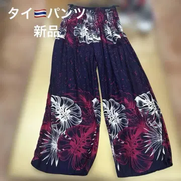 플라워 프린트 태국 팬츠 네이비 계열 새상품