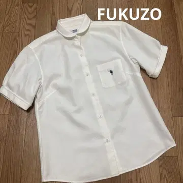 FUKUZO 미사용 블라우스 반팔 셔츠 여성용 XL 화이트