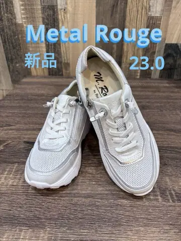 새상품 Metal Rouge 화이트 스니커즈 메쉬 라메 화이트
