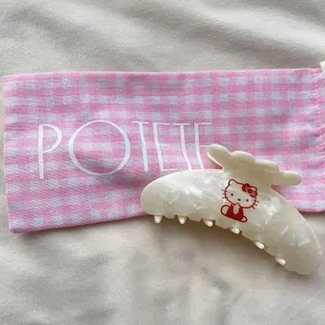POTETE 포테테 헬로키티 헤어 클립 세트 화이트 복조리 포함