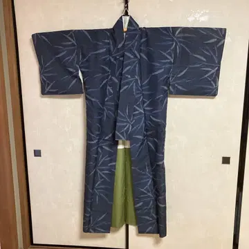 기모노 츠무기 견 남색