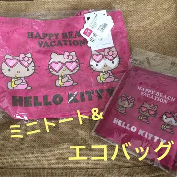 새상품 키티 일광화상 에코백 세트 미니 토트 런치백 핑크