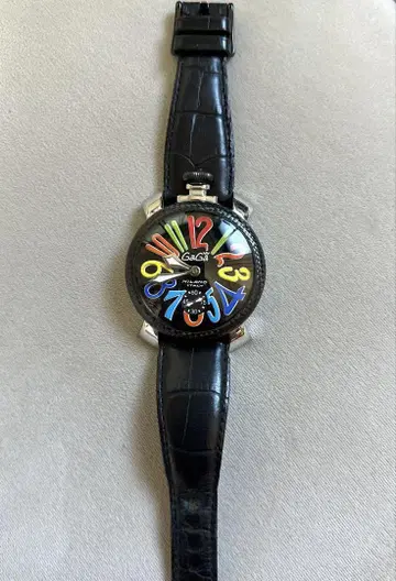 GaGa Milano 마누알레 48mm 수동 와인딩 시계 가죽 작동품