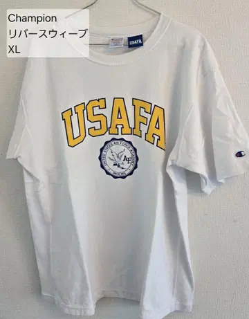 Champion USAFA 리버스 위브 티셔츠 XL 레어 화이트