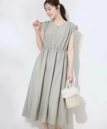 새상품 쿠튀르 브로치 앞뒤 2WAY 카라미 체크 썸머 드레스