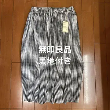 깅엄 체크 허리밴딩 스커트 XL