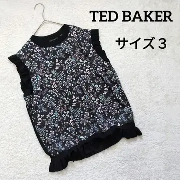 TED BAKER 꽃무늬 슬리브리스 프릴 사이즈 3 블랙 검정