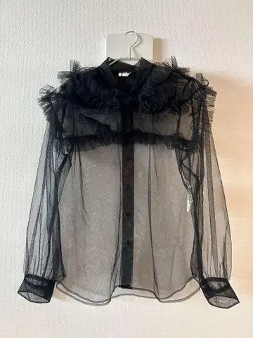noir kei ninomiya 프릴 시스루 블랙 셔츠