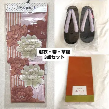 유카타 세트 오비 조리 꽃무늬 미사용 새상품