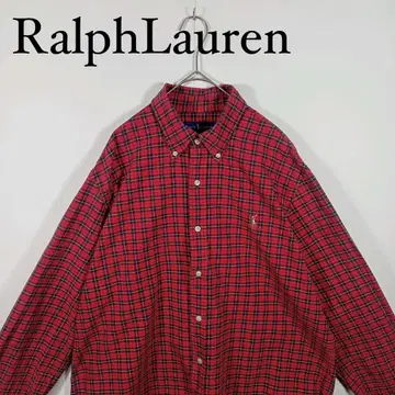 Ralph Lauren 긴팔 버튼 다운 셔츠 체크 가슴 자수 로고 랄프