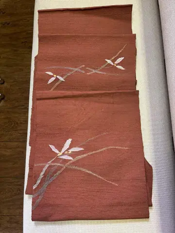 순수 실크 반 오비 꽃무늬 나고야 오비