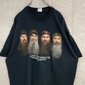 덕 다이너스티 드라마 캐릭터 프린트 블랙 티셔츠 2XL