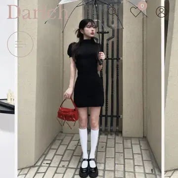 다리치 DD 로고 타이트 니트 미니 원피스