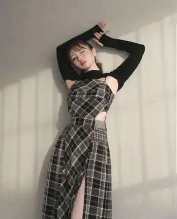 andmary 벨 체크 드레스 앤드마리