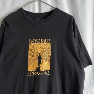90s FRANZ KAFKA 프린트 티셔츠 L 블랙 검정