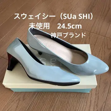 라이트 블루 에나멜 스틸레토 펌프스